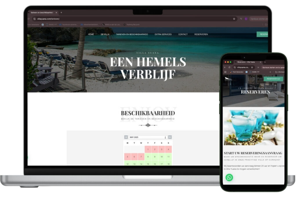 website design door By Liset in Purmerend. Een website gemaakt in Purmerend voor een villa op Curacao